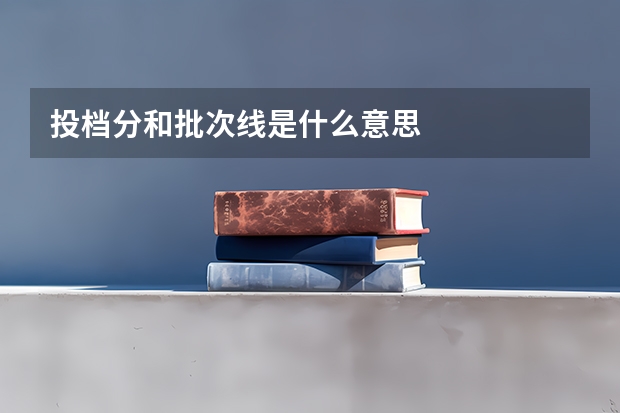 投档分和批次线是什么意思